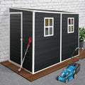 4x8 FT Lean to Shed, Resin Storage Sheds Outdoor with Floor, Plastic Sheds & Outdoor Storage Clearance with 2 Windows, Backyard Storage Sheds for Garden Tools, Bicycle, Gift for Dad