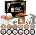 Whiskey Smoker Kit with Torch & 6 Wood Chips - Bourbon Old Fashioned Cocktail Smoker Set, 2 Whisky Glass Sets - Ultimate Birthday Gifts for Men, Dad, Husband (No Butane)