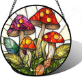 DASTOLL Stained Glass Window Hanging, Mushroom Leaves Suncatcher for Doors Home Sun Catchers Decoration and Christmas, Mother's Day Birthday Gifts for Women, Men, and Mom 9.8 in