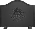Iron Fireback with Feet - 19.5in Sun Fireplace Heat Reflector, Heat-Resistant Material with Decorative Design for Wall Protection
