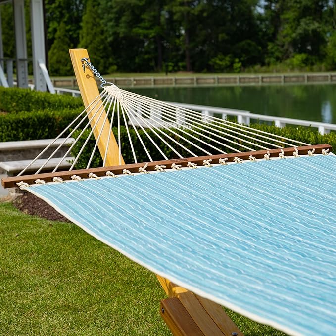 Nags Head Hammocks Harborview Surfside Bella Dura Quilted Hammock, Constructed of Durable Fabrics, Cumaru Spreader Bar, Rolled Rim Grommets, Galvanized Hardware, Handcrafted in The Carolinas
