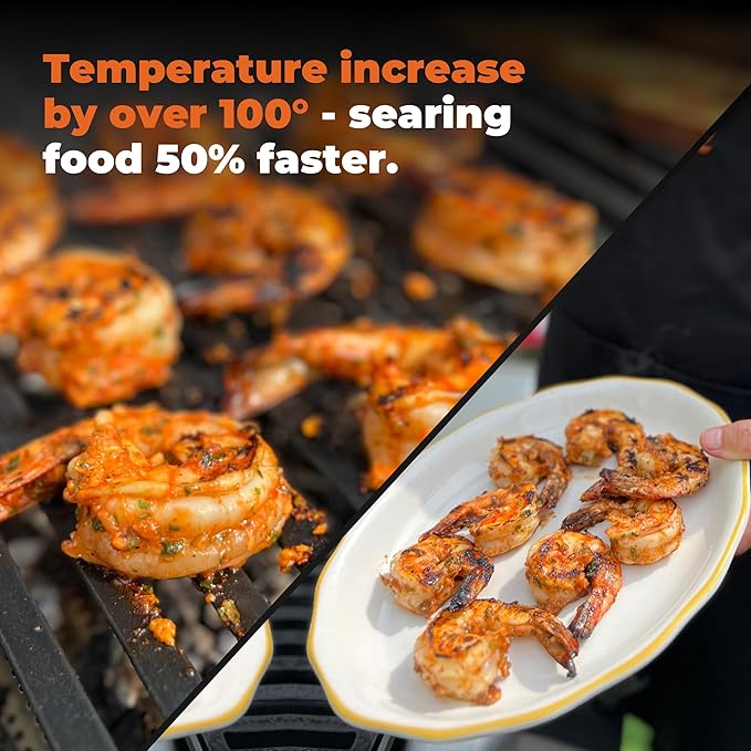 FlavrQ Starter Kit (Charcoal Grid and Charcoal Chips 2lbs) Convert Gas Grill to Charcoal in Minutes - All-Natural Hardwood Charcoal - Save time Compared to Cooking on Conventional Charcoal Grill.