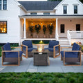 Belord Social 5 Pieces Patio Furniture Set - Patio Chairs Set of 4 with 50000BTU Propane Fire Pit Table, Durable Wicker Outdoor Conversation Set for Casual Gathering
