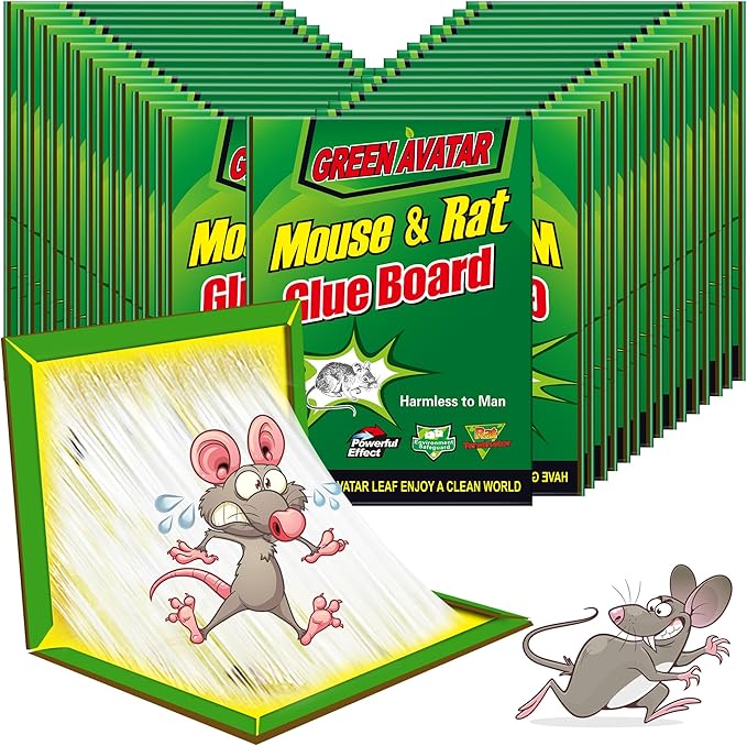 Ezoon 24 Pack Large Mouse Glue Traps with Enhanced Stickiness, Sticky Rat Snake Mouse Traps Pad Board for House Indoor Outdoor, Easy to Set, Extra Large (8.3" x 12")