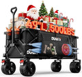 49" L Collapsible Extended Wagon with 500lbs Weight Capacity,300L Heavy Duty Sports Wagon,Big All-Terrian Wheels with Cup Holders,Cart for Sports,Grocery,Shopping