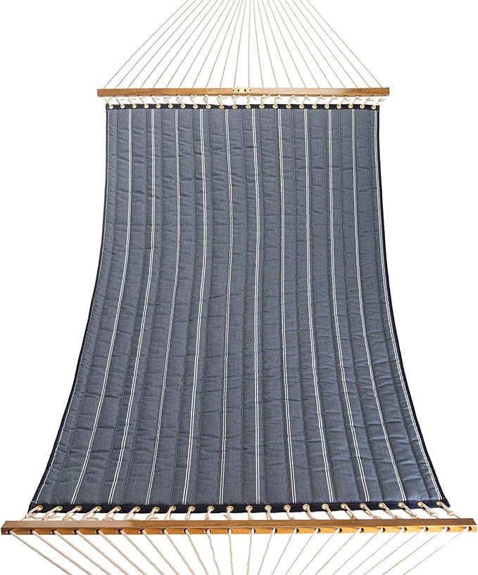 Original Pawleys Island Large Equal Ink Sunbrella Quilted Hammock – 13 ft. x 55 in., 2-Person, 450 lb Capacity, Oak Spreader Bar, Handcrafted in The USA