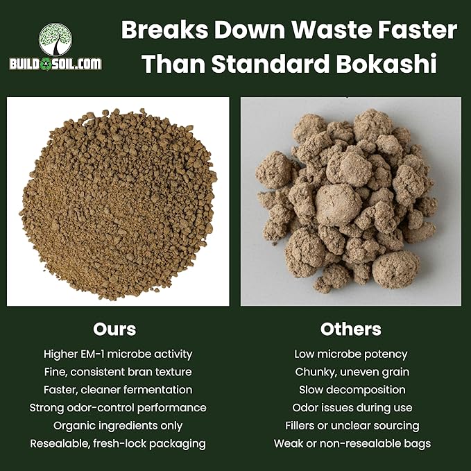 BuildASoil Kashi Gold Bokashi Compost Starter 2 lbs. Organic Compost Activator with EM-1 Effective Microorganisms, Fermentation Bacteria for Composting & Gardening, Premium Bokashi Bran Soil Enhancer