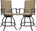 Kozyard Isabella Outdoor Patio High Swivel Bar Stools/Chairs,Counter Height Tall Patio Swivel Chairs, for Bistro Set for 2, Backyard, Cafes, Bistro, Restaurants and Chic Bars (Textilence)
