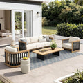 Ulax furniture Patio Aluminum Conversation Sofa Set, Outdoor Sectional Set with Cushions