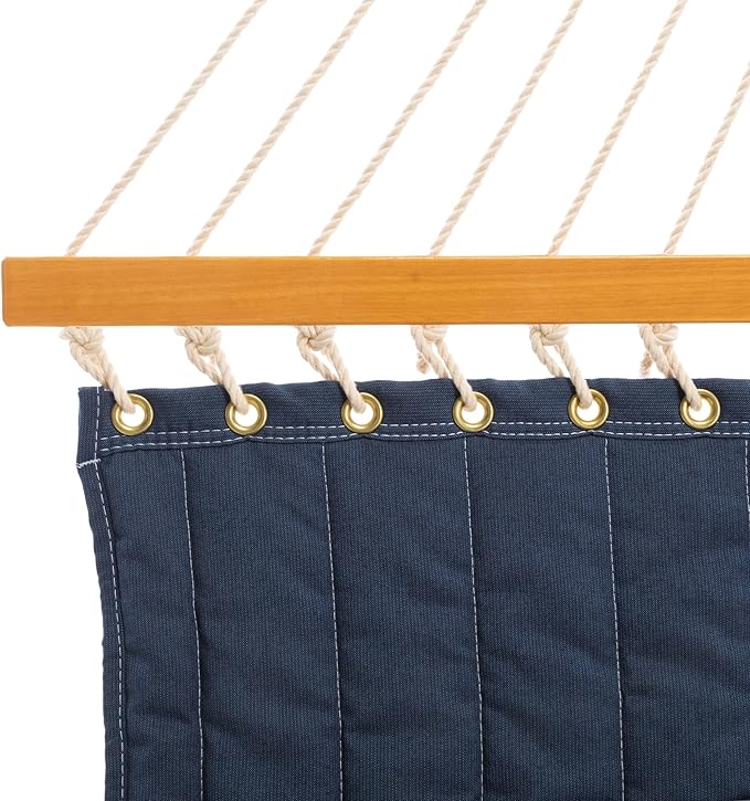 Original Pawleys Island Large Spectrum Indigo Sunbrella Quilted Hammock – 13 ft. x 55 in., 2-Person, 450 lb Capacity, Oak Spreader Bar, Handcrafted in The USA