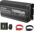 Power Inverter 1500Watt Pure Sine Wave Inverter 12V to 110V 120V AC with UL Fuses Compatible with Lithium Battery for Home RV Truck Off-Grid Solar with 15FT Battery Level Monitor Remote by VOLTWORKS