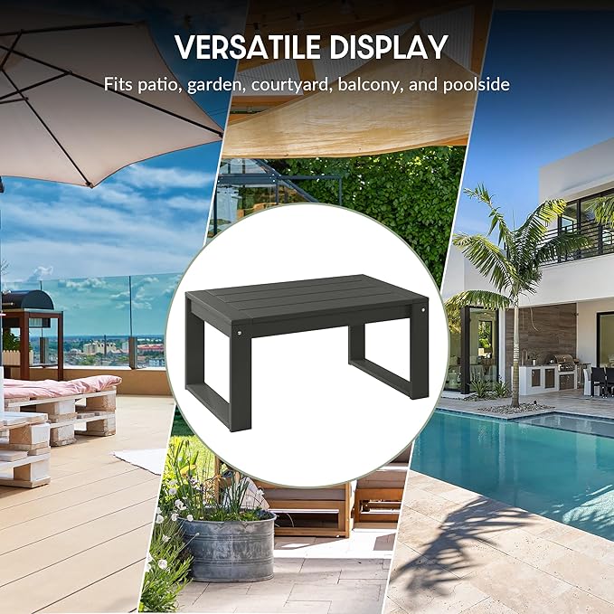 WestinTrends Montara Modern Outdoor HDPE Rectangle Patio Coffee Table, Gray