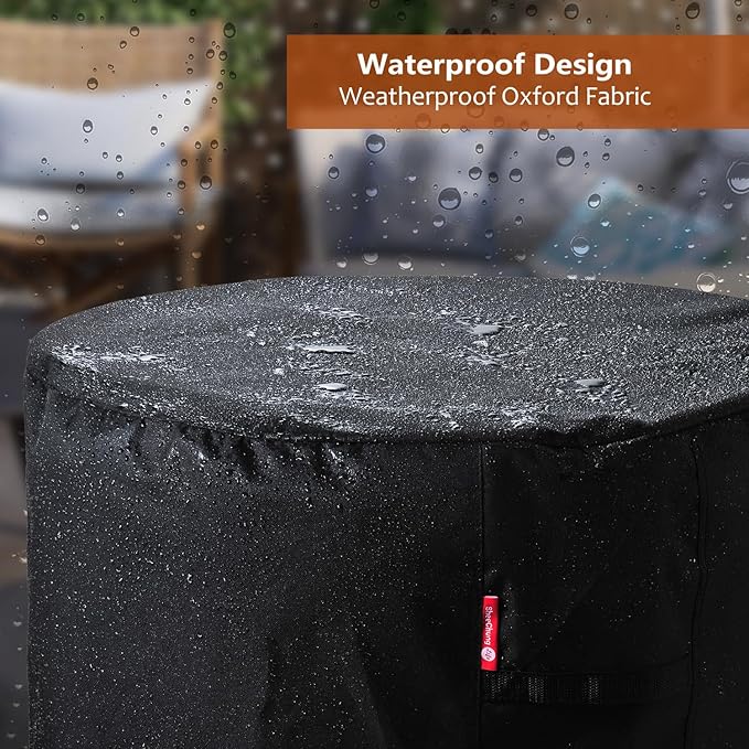 SheeChung Fire Pit Cover Round 56”D X 22”H for Solo Stove Fire Pit Surround Table,Waterproof Heavy Duty 600D Polyester Outdoor Table Protective Cover,Large Shelter for Smokeless Gas Fire Pit