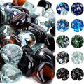 onlyfire 10-Pounds Fire Glass Diamonds for Propane Fire Pit, 1 Inch Blended Firepit Glass Rocks Stones for Gas Fireplace and Fire Pit Table, Onyx Black, Crystal Ice and Amber