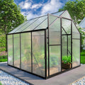6x8 FT Greenhouse for Outdoors, Polycarbonate Green House with Adjustable Roof Vent and Rain Gutter, Aluminum Large Walk-in Greenhouse with Quick Setup Structure for Outside Garden Backyard Patio