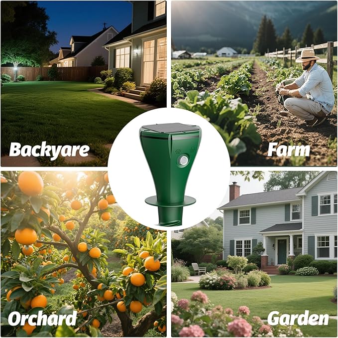 8 Packs Mole Repeller for Lawns，Solar Powered Vole Repellent Ultrasonic Pest Control Stake, Waterproof Sonic Pulse Deterrent for Gopher Vole Snake in Lawn, Garden & Yard