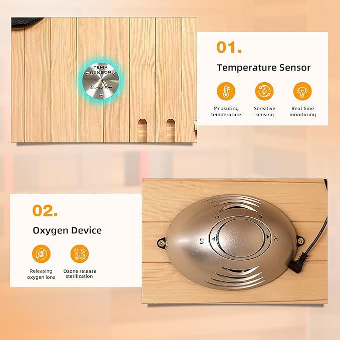 Infrared Saunas for Home, Upgraded 1-2 Person Sauna with 10 Minutes Fast Heating,Canadian Hemlock & Tempered Glass