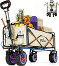 Electric Collapsible Garden Wagon Cart with Wheel,Rolling Foldable Metal Utility Wagon Carts,100w Power and 300lb Capacity, Portable for Camping,Sports,Shopping,Groceries,Laundry