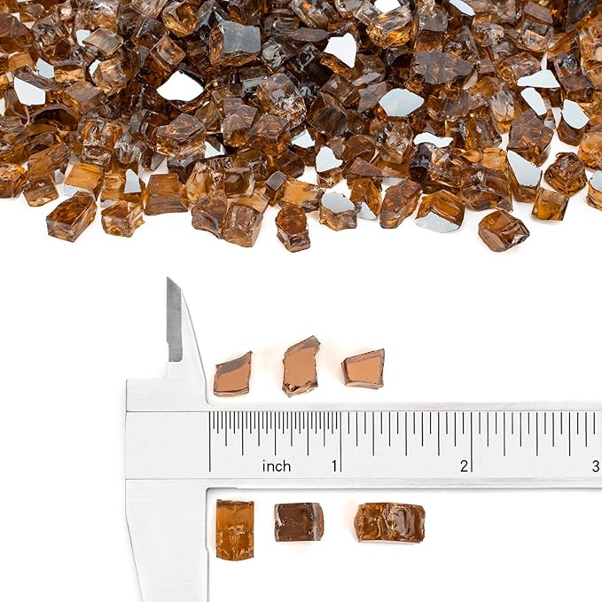 Stanbroil 10-Pound Fire Glass - 1/4 inch Reflective Tempered Fire Glass for Fireplace Fire Pit, Copper Reflective Fireglass