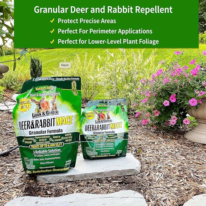 Nature's Mace Deer & Rabbit Repellent, 25 Pound Bag, Repel Deer from Your Home, Garden, Deterrent, Safe to use Around Children, Plants, Produce, Protect Your Garden Instantly, Plant Safe