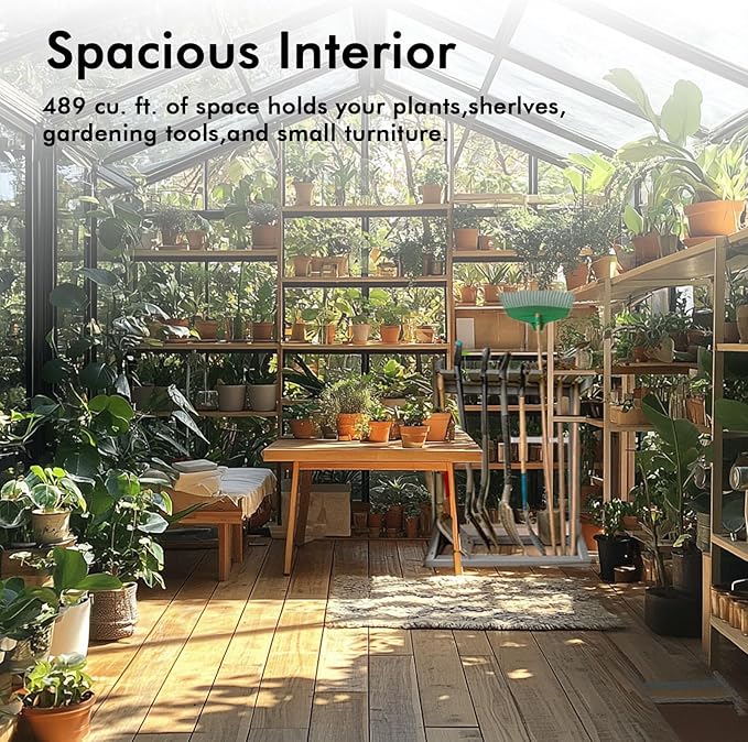 8×10FT Greenhouse for Outdoors, Large Walk in Greenhouse Kit and Garden Planting, Green Houses for Outside with Electronic Thermometers, Withstands Strong Wind or Snow to Protect Vegetables or Plants