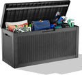 Vixzen 60 Gallon Outdoor Deck Box,Lockable Resin Waterproof Storage Box,UV Resistant,Weather Resistance,Outside Storage Bin for Gardening Tools,Pool Supplies,Black