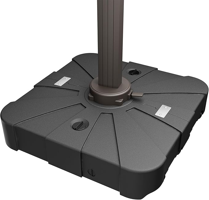 265 Lbs Cantilever Outdoor Patio Umbrellas Base with Wheels Sand and Water Filled Square 34 Inches