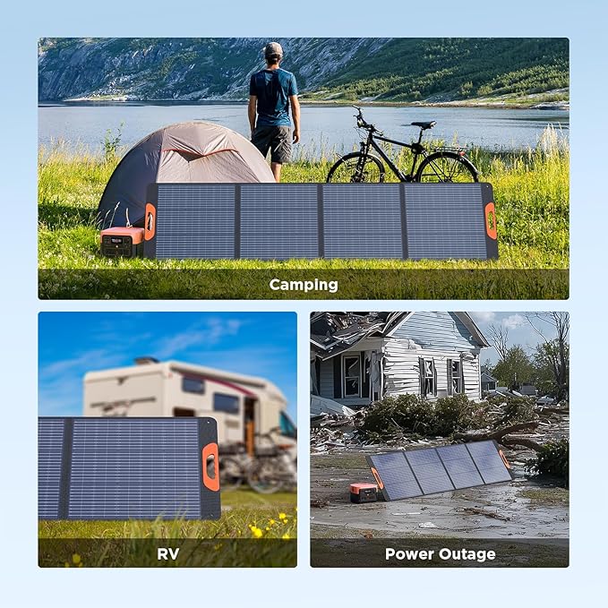 220 Watt Portable Solar Panel for Power Station,Camping Essentials,18.6V Foldable Solar Charger with Solar Cable 23.5% High Efficiency IP67 Waterproof 4 Kickstands for Camping RV Blackout