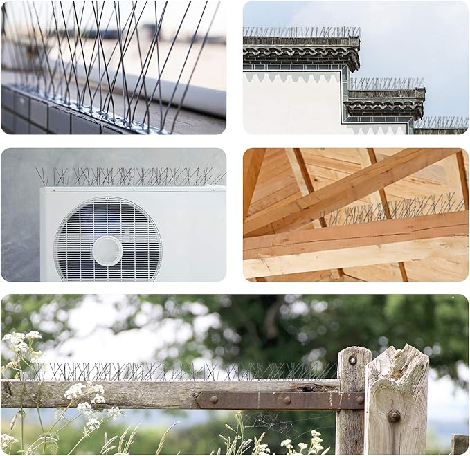 OFFO Bird Spikes with Stainless Steel Base, Durable Bird Spikes Arrow Pigeon Spikes Fence Kit for Keeping Small Bird, Crows and Woodpeckers Away, Covers 17 Feet(5.2m)