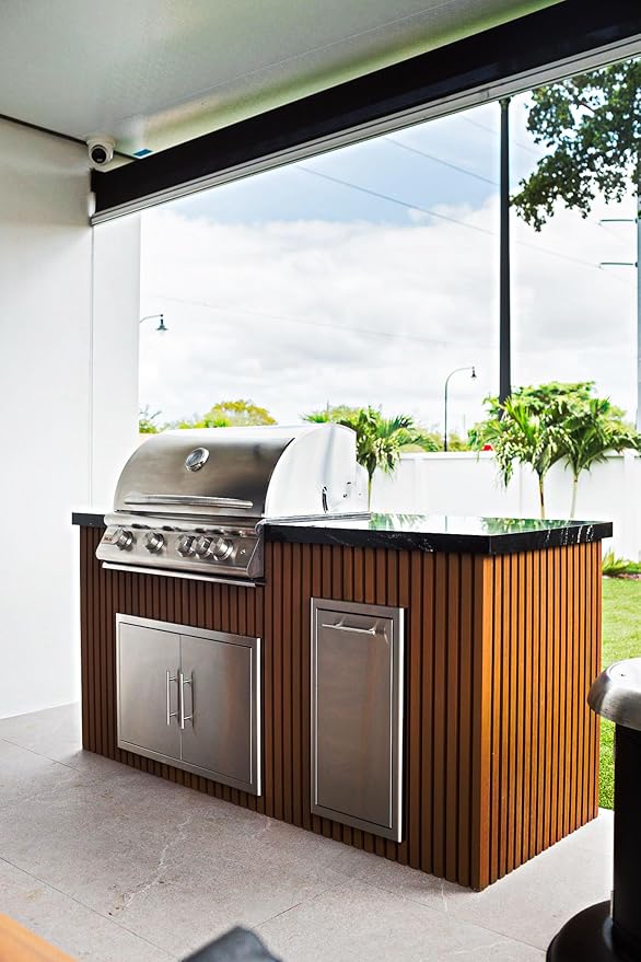 Blaze Outdoor Products Luxury Living Supply Custom Kitchen Island – Propane Gas | Welded Aluminum Frame, Granite Countertop, Weatherproof, Fire & UV Resistant