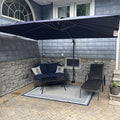 PURPLE LEAF 8 Feet Square Cantilever Umbrella Patio Umbrella with Base Outdoor Umbrella Aluminum Offset with 360-degree Rotation for Garden Deck Pool Patio, Navy Blue