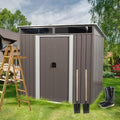Favfurish 6Ft x 5Ft Outdoor Metal Storage Shed, Weatherproof Garden Shed with Double Sliding Doors and Padlock, Transparent Plate, Punched Vents, Utility Tool House for Lawn Backyard, Gray