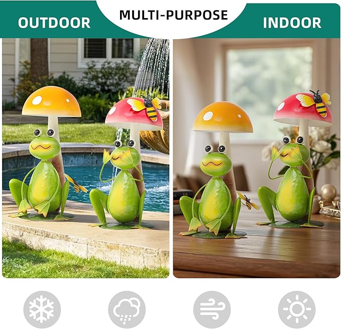 Ultym 36.8" Metal Frog Garden Statue, Handcrafted Extra-Large Animal Yard Decor Sculptures, Backyard Decoration, Metal Garden Bird Animal Yard Art, Lawn Ornament Decor