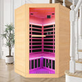 2-3 Person Sauna Corner Sauna Far Infrared Saunas Room Canadian Hemlock Indoor 2180W Low-EMF Dry Saunas with 7 Color Therapy
