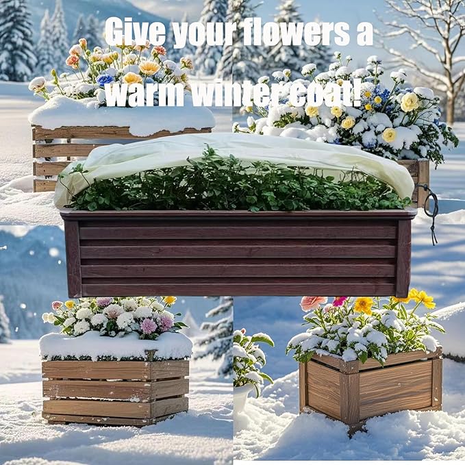 EJW Planter Cover,Frost Cloth,Plant Covers Freeze Protection,59'' x 17.7'' x 15.7'', Frost Cloths for Outdoor Plants, Planter Covers for Winter, Garden Covers for Winter 2PACK