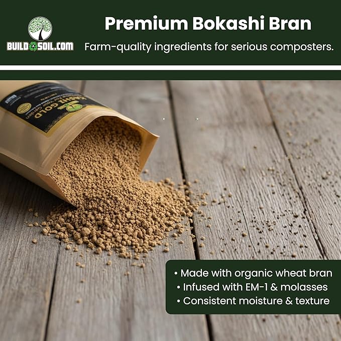 BuildASoil Kashi Gold Bokashi Compost Starter 2 lbs. Organic Compost Activator with EM-1 Effective Microorganisms, Fermentation Bacteria for Composting & Gardening, Premium Bokashi Bran Soil Enhancer