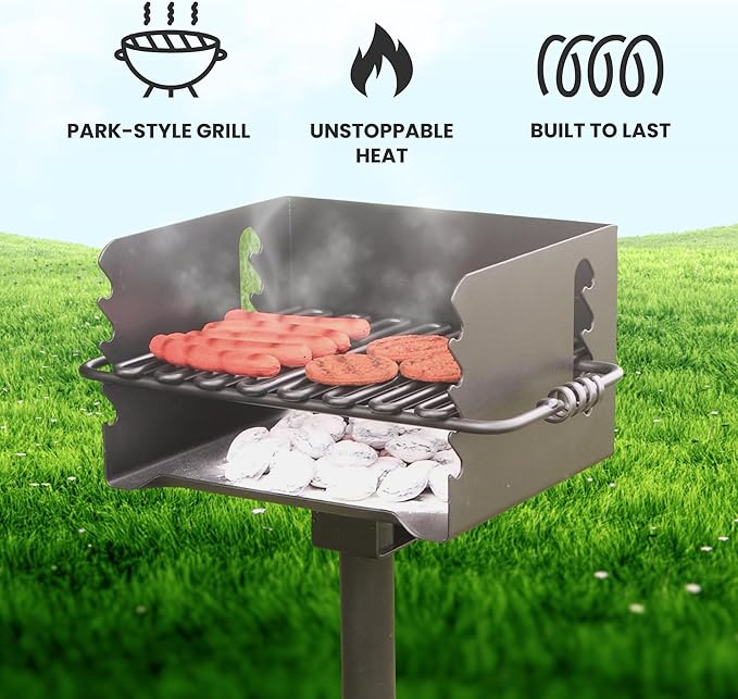Pilot Rock 3 Pack Charcoal Grill, Park Style BBQ Camping Grill with Swivel, CBP-135