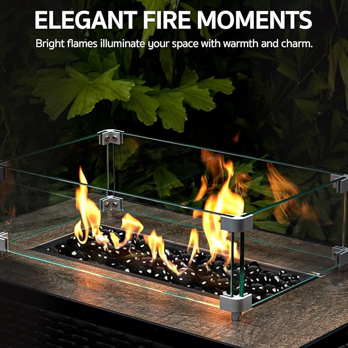 GASPRO 10 lbs Fire Pit Glass for Propane Fire Pit, 3/4 Inch Fire Glass Beads for Fireplace Fire Pit Table, Glass Rocks for Landscaping - Black