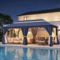 LAUSAINT HOME Outdoor Patio Gazebo 10'x20' with Expansion Bolts, Heavy Duty Party Tent & Shelter with Double Roofs, Mosquito Nettings and Privacy Screens for Backyard (Klein Blue)