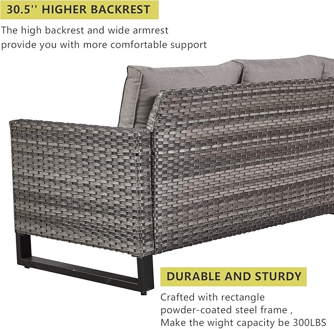 HUMMUH 7 Piece Patio Furniture Set Outdoor Sectional Sofa,High Back Patio Swivel Rocker Chairs with Ottomans Coffee Table for Porch,Garden,Backyard