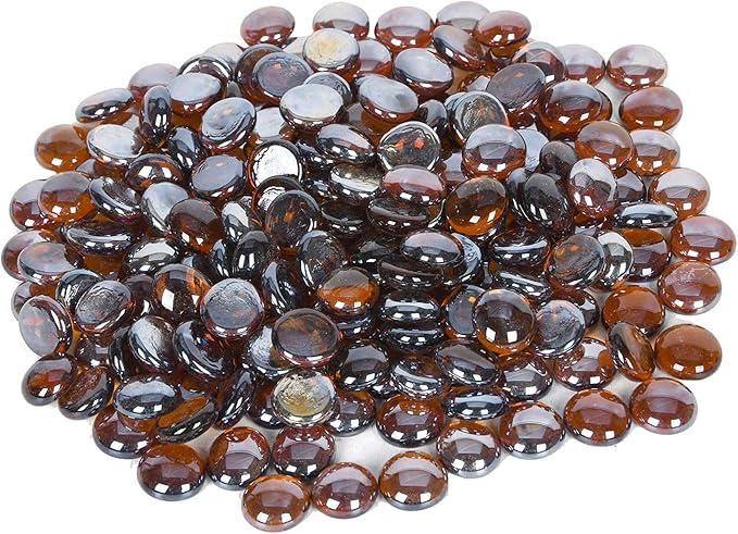 GasSaf 3/4 Inch Glass Fire Rocks Drop Beads for Gas Fire Pit Fireplace, Replaces Existing Gas Logs & Lava Rocks(20 Pound)(Amber Luster)