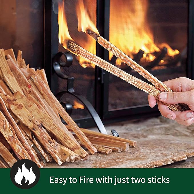 Plow & Hearth 11 LBS Fatwood Fire Starter Sticks Organic Kindling, Easy Ignition Fat Wood, All Natural Firestarters for Fire Pit, Wood Stoves, Fireplaces, Campfires, Bonfires, BBQ