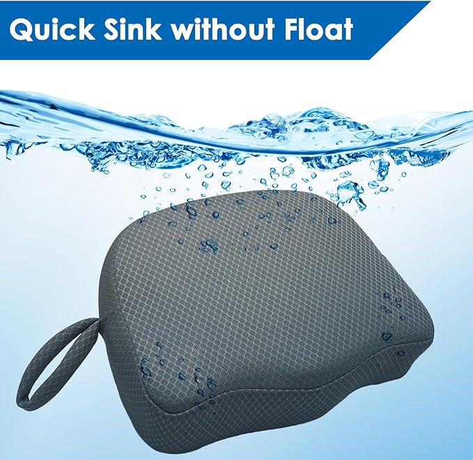 Hot Tub Booster Seat for Adults, 5 Inch Thick Supportive Cushion with Non-Slip Bottom, Weighted for Quick Sink Without Float, Spa Booster Seat for Hot Tub (Including Inflatable), Pool Gray