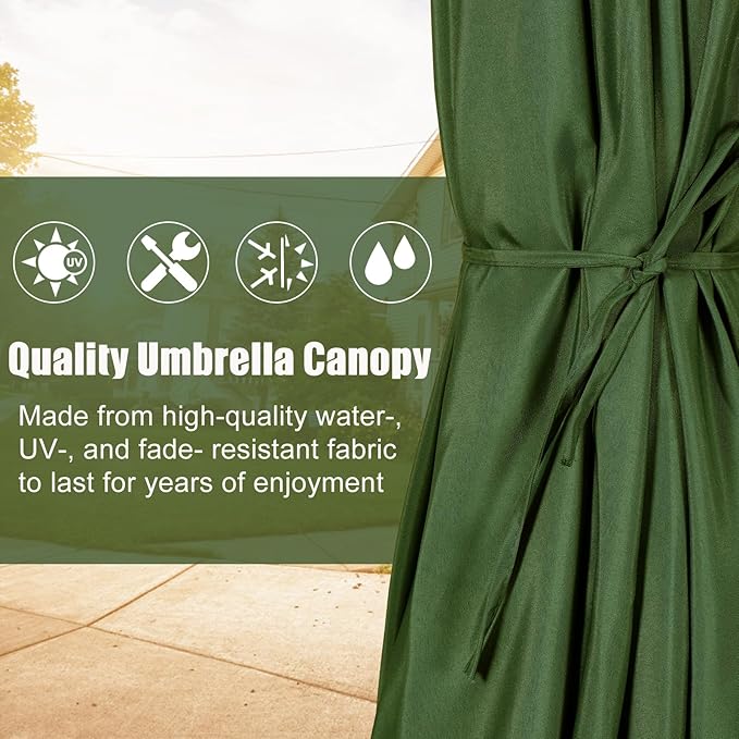 9FT Solar Umbrella 32 LED Patio Umbrellas with Tilt and Crank,Table Market Outdoor Umbrella for Garden,8 Ribs