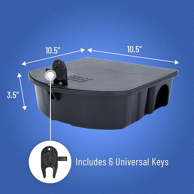B&G - Rodent Cafe (6 Stations & 6 Universal Keys) - Durable, Discreet, Low-Profile Rodent Bait Station - Tamper-Resistant & Easy to Clean