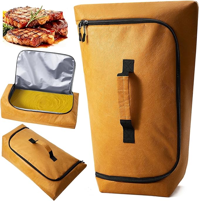 BBQ Blanket for Resting Meat, Leak-Proof & Reusable Insulated Meat Resting Bag, 270° Top Opening for Large Cuts, Meat Smoking Accessories Gifts for Men, Dad, Christmas Stocking Stuffers