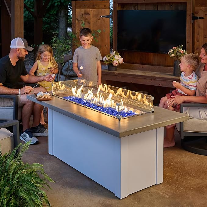 Mesida Fire Glass for Propane Fire Pit - 10 lb Reflective High Luster Glass Rocks, Cobalt Blue 1/2-Inch Fire Pit Glass for Indoor/Outdoor Fireplace & Fire Table, Tempered Decorative Firepit Rocks