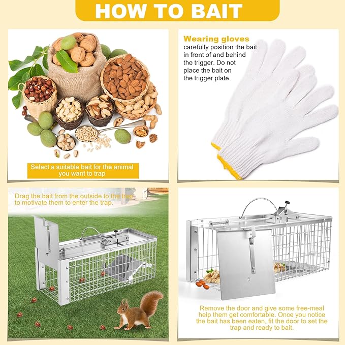 Squirrel Trap Live Animal Humane Cage Trap Catch Rats, Mice, Chipmunk, Weasel and Other Rodents for Indoor and Outdoor