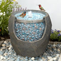 Kingsyard Outdoor Water Fountain with LED Lights, 13" Resin Indoor Fountain Tabletop Decor, Quiet Garden Fountain for Patio Deck Porch with Blue Seashells