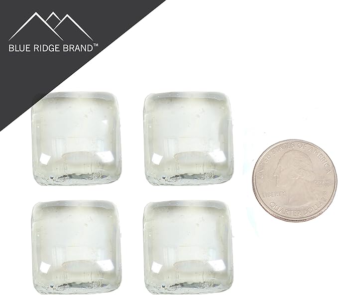Reflective Fire Pit Glass Cubes - Professional Grade Fire Glass for Fire Pit - 1" Firepit Glass Rock - Glass Stones - Gas & Propane Fire Pit & Fireplace Glass (20 Pound, Clear)